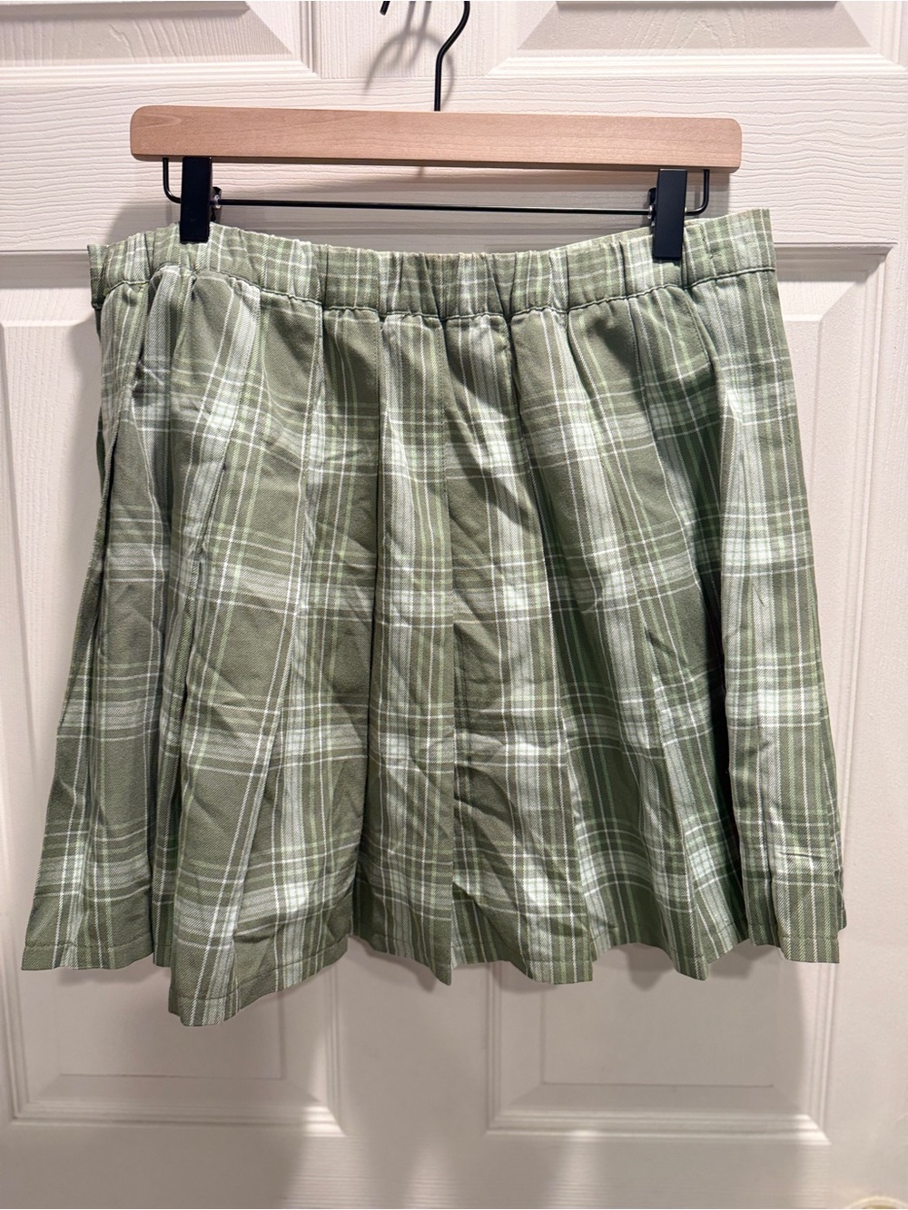 Aerie Green Plaid Pleated Mini Skirt NWT Women’s XL Preppy Cottagecore - Picture 5 of 12
